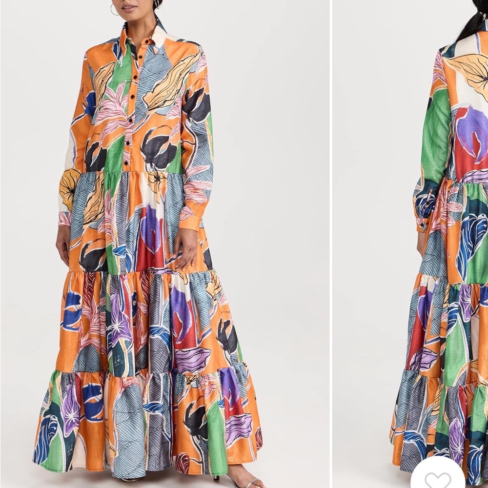 Stella Jean Vibrant Orange and Blue Maxi Dress size 38 - Picture 4 of 5
